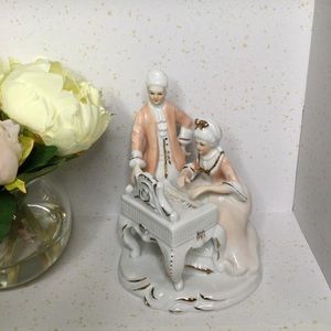 Peach Elegance Giftcraft Victorian Couple at Piano Porcelain Figurine